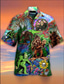 billige Skjorter med tryk til mænd-Herre Skjorte Trykt mønster Grafisk Dødningehoveder Dyr Aftæpning I-byen-tøj Strand 3D Kort Ærme Toppe Designer Hawaiiansk Strandstil A B C / Sommer