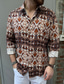 Χαμηλού Κόστους Ανδρικά πουκάμισα με στάμπα-Ανδρικά Πουκάμισο Πεπαλαιωμένο Απορρίπτω Δρόμος Causal Κουμπί-Κάτω Μακρυμάνικο Άριστος Καθημερινό Μοντέρνα Άνετο Στυλ Παραλίας Ρουμπίνι