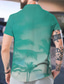 お買い得  メンズプリントシャツ-男性用 シャツ プリント グラフィック ココナッツの木 スタンド カジュアル 日常 ボタンダウン プリント 半袖 トップの デザイナー カジュアル ファッション ハワイアン ブルー パープル ダスティブルー