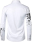 billiga Formella skjortor-herrskjorta blommig turndown fest dagligen button-down långärmade toppar ledigt mode bekvämt vit svart blå