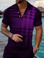 cheap 3D Polo-Men&#039;s Collar Polo Shirt Golf Shirt Striped Turndown Black / Gray Green Purple Brown 3D Print Street Daily Short Sleeve 3D Button-Down Clothing Apparel Fashion Casual Comfortable / Beach