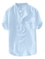 Недорогие мужские повседневные рубашки-мужская повседневная рубашка с принтом однотонный воротник-стойка повседневные повседневные топы на пуговицах с короткими рукавами легкий дышащий белый черный серый