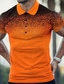 billiga 3d polo-Herr POLO Shirt Golftröja Argyle Nedvikt Orange 3D-tryck Gata Dagligen Kortärmad 3D Button-Down Kläder Mode Ledigt Bekväm / Strand