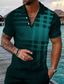 billiga 3d polo-Herr POLO Shirt Golftröja Randig Nedvikt Svart / Grå Grön Purpur Brun 3D-tryck Gata Dagligen Kortärmad 3D Button-Down Kläder Mode Ledigt Bekväm / Strand