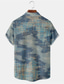 cheap Men&#039;s Printed Shirts-Men&#039;s Shirt Print Linear Turndown Street Daily Button-Down Print Short Sleeve Tops Casual Fashion Breathable Comfortable Dusty Blue
