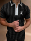 cheap Classic Polo-Men&#039;s Collar Polo Shirt Golf Shirt Fashion Casual Comfortable Short Sleeve Black / Gray Striped Turndown Street Casual Zipper Clothing Clothes Fashion Casual Comfortable