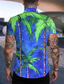voordelige Overhemden met print voor heren-Voor heren Overhemd Print  Kokosnootboom Strijkijzer Straat Casual Button-omlaag Afdrukken Korte mouw Tops Ontwerper Casual Modieus Hawaii blauw / Zomer