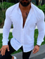 billiga fritidsskjortor för män-Herr Skjorta Ensfärgat Kinakrage Gata Dagligen Button-Down Långärmad Blast Ledigt Mode Bekväm Stor och hög Vit / Sport