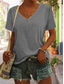 economico T-Shirt da donna-Per donna Blusa maglietta Di base Liscio Giornaliero A V Corte Standard Estate Bianco Nero Blu Viola Rosso scuro