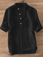 billige mænds fritidsskjorter-mænds afslappet skjorteprint almindelig ensfarvet standerkrave afslappet daglig kortærmede toppe med knapper og let åndbar hvid sort grå