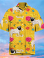 cheap Men&#039;s Printed Shirts-Men&#039;s Shirt Print Floral Dog Animal Turndown Street Casual Button-Down Print Short Sleeve Tops Designer Casual Fashion Yellow / Summer