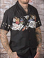 billige Skjorter med trykk for menn-Herre Skjorte Sommerskjorte Grafisk Poker Aftæpning Svart Trykt mønster Gate Daglig Kortermet 3D Knapp ned Klær Mote Designer Fritid Bekvem