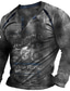 ieftine Tricouri 3D Bărbați-Bărbați Cămașă Henley Tricou Designer Vară Manșon Lung Grafic Μηχανή Imprimeu Henley Stradă Casual Buton în jos Imprimeu Îmbrăcăminte Îmbrăcăminte Designer De Bază Modă Negru Albastru piscină Gri