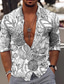 abordables Camisas estampadas para hombre-Hombre Camisa camisa hawaiana Graphic Floral Hawaiian Aloha Diseño Cuello Negro Azul Piscina Morado Marrón Verde Trébol Print Exterior Casual Manga Larga Impresión 3D Abotonar Ropa Moda Design Casual