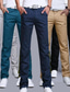 voordelige Chinos (zwaar katoen)-herenkleurige broek casual chino broek rechte broek slanke effen kleur