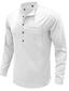 cheap Men&#039;s Casual Shirts-Men‘s Shirt Bishop Sleeve Pocket St Collar Stard Spring, Fall, Winter, Summer White Black Gray Royal Blue LightBlue