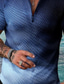 tanie 3d polo z zamkiem błyskawicznym-Męskie Koszulka polo Bluza polo Koszula golfowa Suwak Moda Codzienny Oddychający Krótki rękaw Zielony Niebieski Królewski błękit Szary Gradient Druk 3D Wieczorne Suwak Ulica Codzienny Zamek 3D Odzie