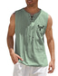cheap Men&#039;s Casual Shirts-Men&#039;s Shirt Hot Stamping Graphic Patterned Eye V Neck Street Casual Lace up Print Sleeveless Tops Designer Casual Fashion Big and Tall Green Black Khaki / Summer / Spring / Summer