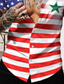 رخيصةأون قمصان رجالية مطبوعة-رجالي قميص طباعة الرسم العلم الوطني طوي شارع فضفاض 3D زر أسفل كم قصير قمم مصمم كاجوال موضة مريح أحمر / أبيض