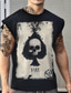 cheap Gym Tank Tops-Men&#039;s Unisex T shirt Tee Hot Stamping Graphic Prints Skull Crew Neck Street Daily Print Cap Sleeve Tops Designer Casual Big and Tall Sports Black / Summer / Summer