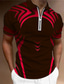 tanie 3d polo z zamkiem błyskawicznym-Męskie Koszulka polo Bluza polo Koszula golfowa Suwak Moda Designerskie Codzienny Lato Krótkie rękawy Zielony Fioletowy Ciemnozielony Czerwony Geometria Druk 3D Wieczorne Suwak Na zewnątrz Ulica
