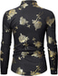 billige Dresskjorter-herreskjorte blomsteroppredningsfest daglig button-down lange ermede topper uformell mote komfortabel hvit svart marineblå