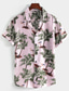 billiga Skjortor med tryck för män-Herr Skjorta Hawaii skjorta Grafisk Kokosnötsträd Hawaiisk Aloha Design Krage Ljusrosa Svart Vit Purpur Grön Utomhus Gata Kortärmad Button-Down Kläder Hawaiisk Designer Ledigt Bekväm