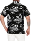 cheap Men&#039;s Printed Shirts-Men&#039;s Shirt Summer Shirt Ink Painting Turndown Black / White Street Casual Short Sleeve Button-Down Clothing Apparel Fashion Casual Comfortable Beach