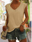 olcso Női pólók-Női Blúz Póló Alap Sima Napi V-alakú Ujjatlan Normál Nyár Lóhere Fehér Fekete Medence Arcpír rózsaszín