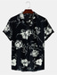 billiga Tropiska skjortor-Herr Skjorta Hawaii skjorta Grafisk Blommig Hawaiisk Aloha Design Nedvikt Marinblå + svart Svart Vin Beige Kaffe Utomhus Dagligen Kortärmad Button-Down Kläder Designer Ledigt