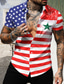 billiga Skjortor med tryck för män-Herr Skjorta Tryck Grafisk Landsflagga Nedvikt Gata Ledigt 3D Button-Down Kortärmad Blast Designer Ledigt Mode Bekväm Röd / vit