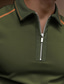 baratos polo clássico-Homens Camiseta Polo Camisa de golfe Linear Aberto para a Lateral Rua Casual Zíper Manga Curta Blusas Casual Moda Confortável Verde Escuro