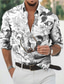 baratos Camisas Estampadas Masculinas-Homens Camisa Social Camisa havaiana Gráfico Floral Havaiana Aloha Detalhes Aberto para a Lateral Preto / Branco Vermelho Azul Roxo Verde Estampado Diário Feriado Manga Longa Impressão 3D Botão para