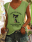 cheap Tank Tops &amp; Camis-Women&#039;s Casual Weekend Tank Top Camis Cat Letter Sleeveless Print V Neck Casual Streetwear Tops Green Black Blue S