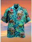 billige Skjorter med trykk for menn-Herre Skjorte Trykt mønster Grafisk Hodeskaller Dyr Aftæpning Ut på byen Strand 3D Kort Erme Topper Designer Hawaiisk Strandstil A B C / Sommer