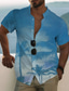 abordables Chemises imprimées pour hommes-Homme Chemise Graphic Cocotier Mao Bleu Violet Bleu poussiéreux Orange Print Extérieur Casual Manche Courte Bouton bas Imprimer Vêtement Tenue Mode Design Casual Hawaïen