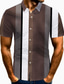 cheap Men&#039;s Printed Shirts-Men&#039;s Shirt Striped Turndown Street Casual Button-Down Print Short Sleeve Tops Casual Fashion Comfortable Khaki / Spring / Summer