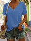 abordables Camisetas de mujer-Mujer Blusa Camiseta Básico Plano Diario Escote en Pico Camiseta Regular Verano Blanco Negro Azul Piscina Morado Rojo Oscuro