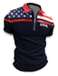 olcso klasszikus póló-Férfi POLO trikó Golfing Zászló Térfogatcsökkenés Utca Hétköznapi Cipzár Rövid ujjú Felsők Alkalmi Divat Kényelmes Tengerészkék