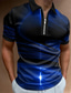 billiga 3d polo-Herr POLO Shirt Golftröja 3D-tryck Banderoll Nedvikt Gata Dagligen Dragkedja 3D Kortärmad Blast Ledigt Mode Bekväm Svart / röd Rodnande Rosa Marinblå
