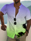 abordables Camisas estampadas para hombre-Hombre Camisa Camisa de verano Graphic Degradado Escote Chino Amarillo Rosa Azul Piscina Morado Print Exterior Casual Manga Corta Abotonar Estampado Ropa Moda Hawaiano Design Casual