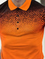 رخيصةأون 3D لعبة البولو-رجالي قميص بولو قميص الجولف طراز مربعاتArgyle طوي برتقالي طباعة ثلاثية الأبعاد شارع مناسب للبس اليومي كم قصير 3D زر أسفل ملابس موضة كاجوال مريح / شاطئ