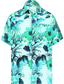 billige Skjorter med tryk til mænd-Herre Skjorte Blomstret Aftæpning Gade Afslappet Knap ned Kortærmet Toppe Afslappet Mode Bekvem Strandstil Blå-Grøn