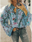 cheap Boho Tops-Women&#039;s Shirt Blouse Yellow Pink Dusty Rose Graphic Floral Button Print Long Sleeve Daily Holiday Vintage Boho Streetwear Round Neck Regular Boho S