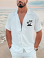 levne Pánské košile s potiskem-pánská košile jednobarevná strom kokosový ořech turndown street ležérní potisk knoflíků polorukávy značkové ležérní móda prodyšné b c / léto