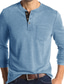 cheap Men&#039;s Henley Shirts-Men‘s T shirt Tee Bishop Sleeve Color Block Henley Stard Spring &amp;  Fall Wine Red Green Blue Royal Blue Dark Blue