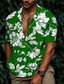 رخيصةأون قمصان استوائية-رجالي قميص قميص صيفي قميص هاواي ورد طوي أحمر أزرق البحرية أرجواني أخضر طباعة الأماكن المفتوحة شارع كم قصير طباعة زر أسفل ملابس موضة مصمم كاجوال متنفس