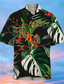 billiga Skjortor med tryck för män-Herr Skjorta Tryck Löv Nedvikt Gata Ledigt Button-Down Mönster Kortärmad Blast Designer Ledigt Mode Hawaiisk Grön / Sommar