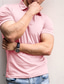 baratos polo clássico-Homens Camiseta Polo Camisa de golfe Côr Sólida Aberto para a Lateral Preto Rosa Branco Casual Diário Manga Curta Botão para baixo Roupa Moda Casual Respirável