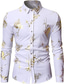 billiga Formella skjortor-herrskjorta blommig turndown-fest dagligen button-down långärmade toppar ledigt mode bekvämt vit svart marinblå